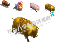 五只猪传奇怪物素材,金猪,盛大标准动作,360张PNG格式